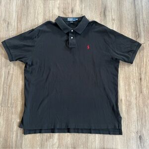 Vtg Polo Ralph Lauren Polo Shirt Mens 2XL Faded Black Red Pony
